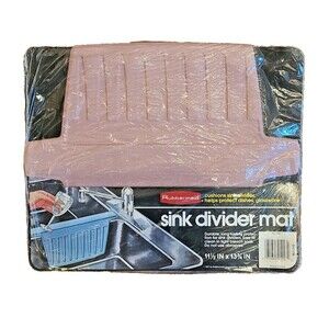 Vtg 1987 Rubbermaid Twin Sink Divider Mat 11.5” x 13.75” USA No 1297 MAUVE NOS